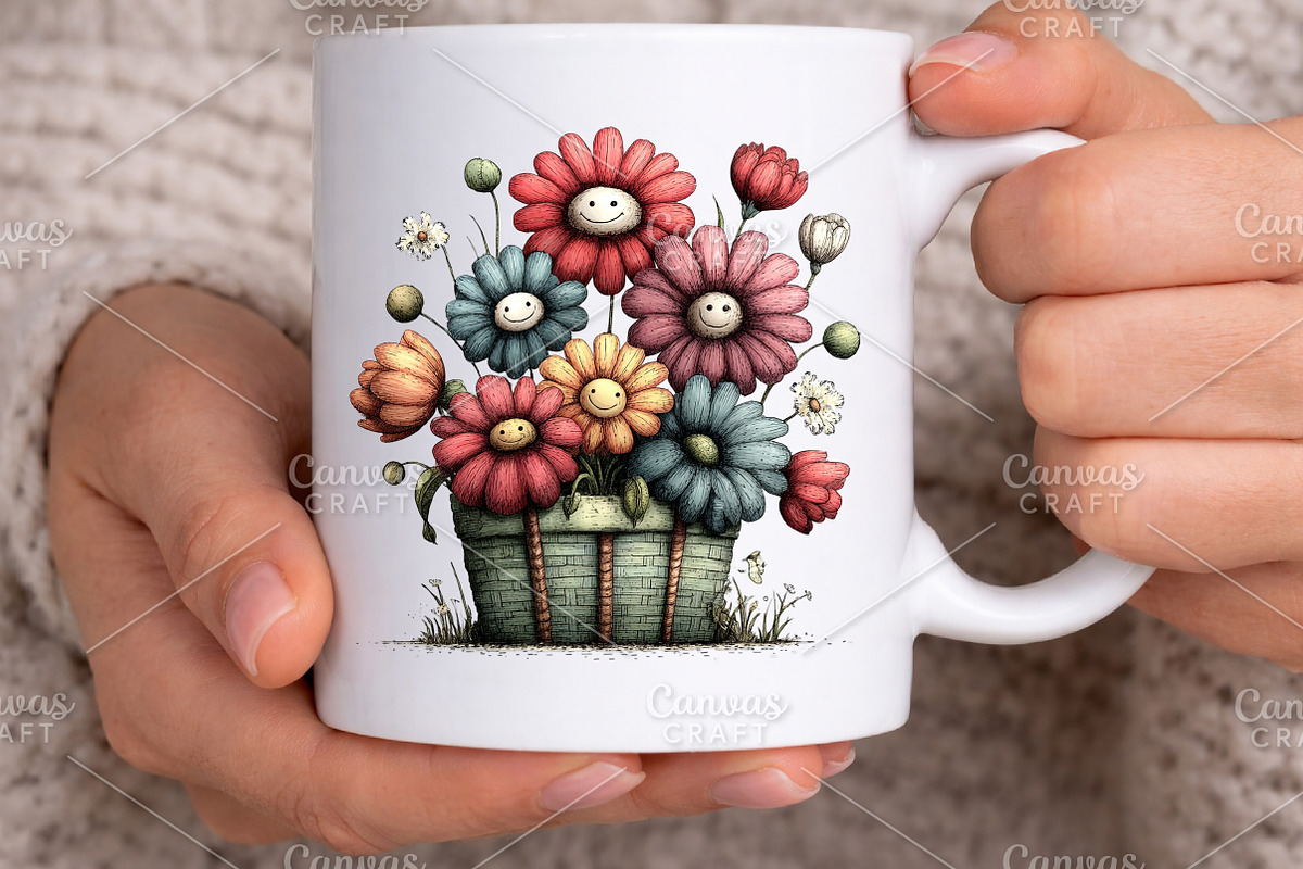 Spring Flower Basket Clipart Bundle, an Illustration by Canvas Craft (Photo 5 of 7)