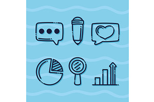 bold business six icons, an Object Illustration by studiogstock