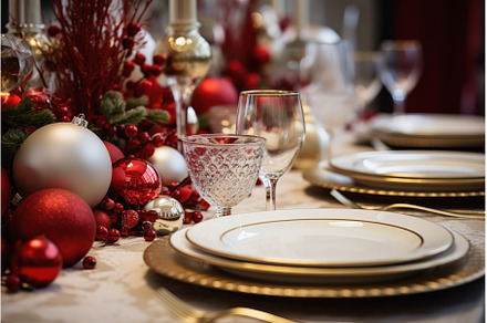 Christmas table setting with festive, a Holiday Photo by Lermont51