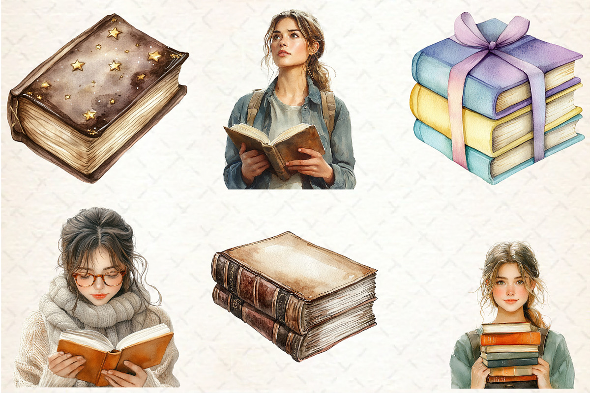 Watercolor Books Clipart, an Illustration by Rose Art (Photo 2 of 4)