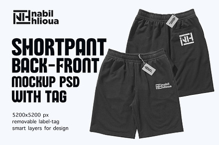 back and front short pant PSD Mockup, a Bottom Mockup by NH graphic