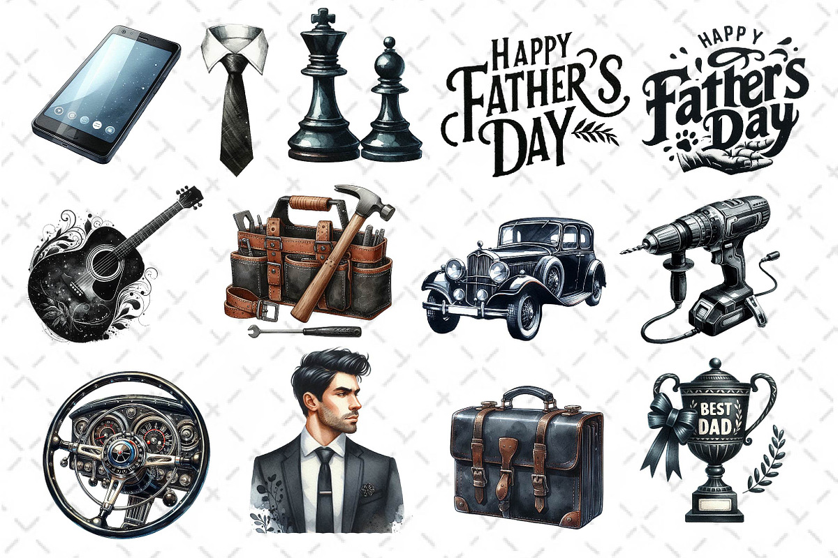 Classic Black Father's Day Clipart, an Illustration by Dream Creation (Photo 3 of 4)