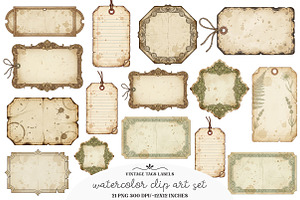 Vintage Tags Labels Junk Journal Kit, an Illustration by GatewayDesign