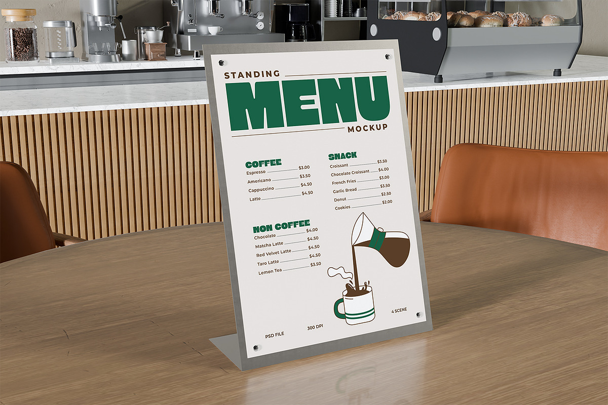Standing Menu Mockup, an Advertising Mockup by Nathatype
