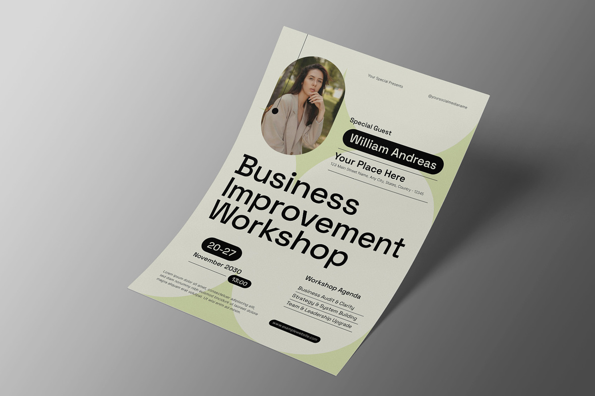 Beige Green Business Workshop Flyer, a Flyer Template by Neermana (Photo 3 of 4)