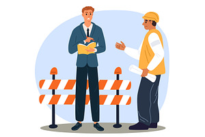 Male inspector checks quality of, an Illustration by Vectorbuum