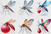 Watercolor Mosquitoes Clipart, an Illustration by Black Bird Studio (Thumbnail 5 of 6)