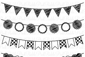 Doodle Bunting Photoshop Brushes