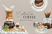 Coffee Watercolor Collection, a Food Illustration by CrystalinaShop (Thumbnail 1 of 6)