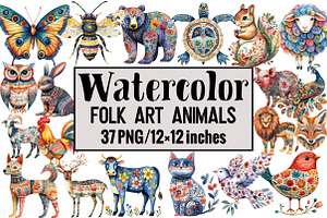 Folk Art Animals, an Illustration by Design Market