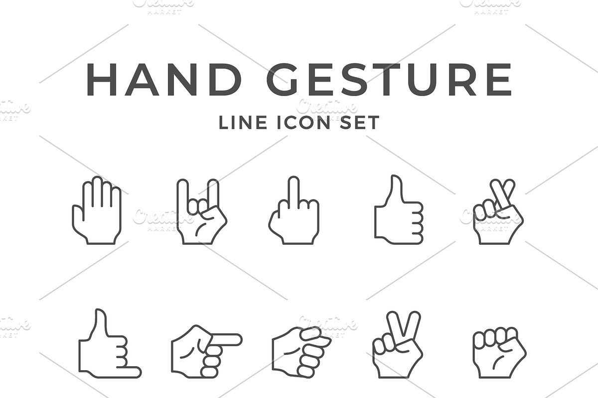 Set line icons of hand gesture, an Outline Icon by motorama (Photo 1 of 2)
