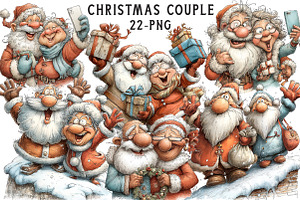 Christmas couple clipart, an Illustration by Libby Wishes