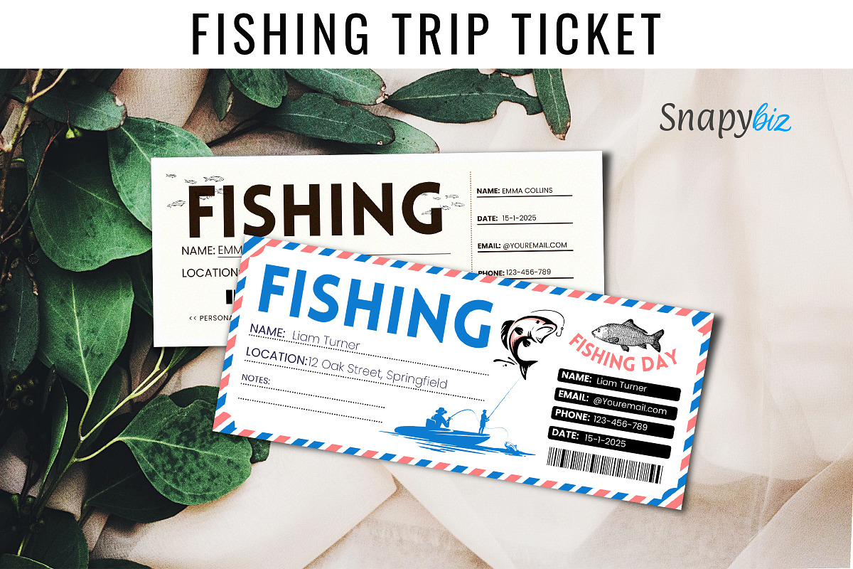 Fishing Ticket Gift Voucher Template, a Stationery Template by Snapybiz (Photo 4 of 10)