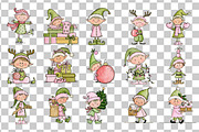 Christmas Elves PNG Clipart Bundle, a Seasonal Illustration by Nicolle's Colorful Art (Thumbnail 3 of 6)