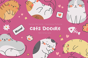 Cats Doodle Clipart, a Pattern Graphic by so.ni.ka-store