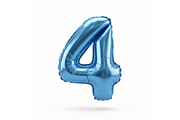 Blue Metallic Number 4 Foil Balloon, a School & Education Photo by shahsoft (Thumbnail 1 of 2)