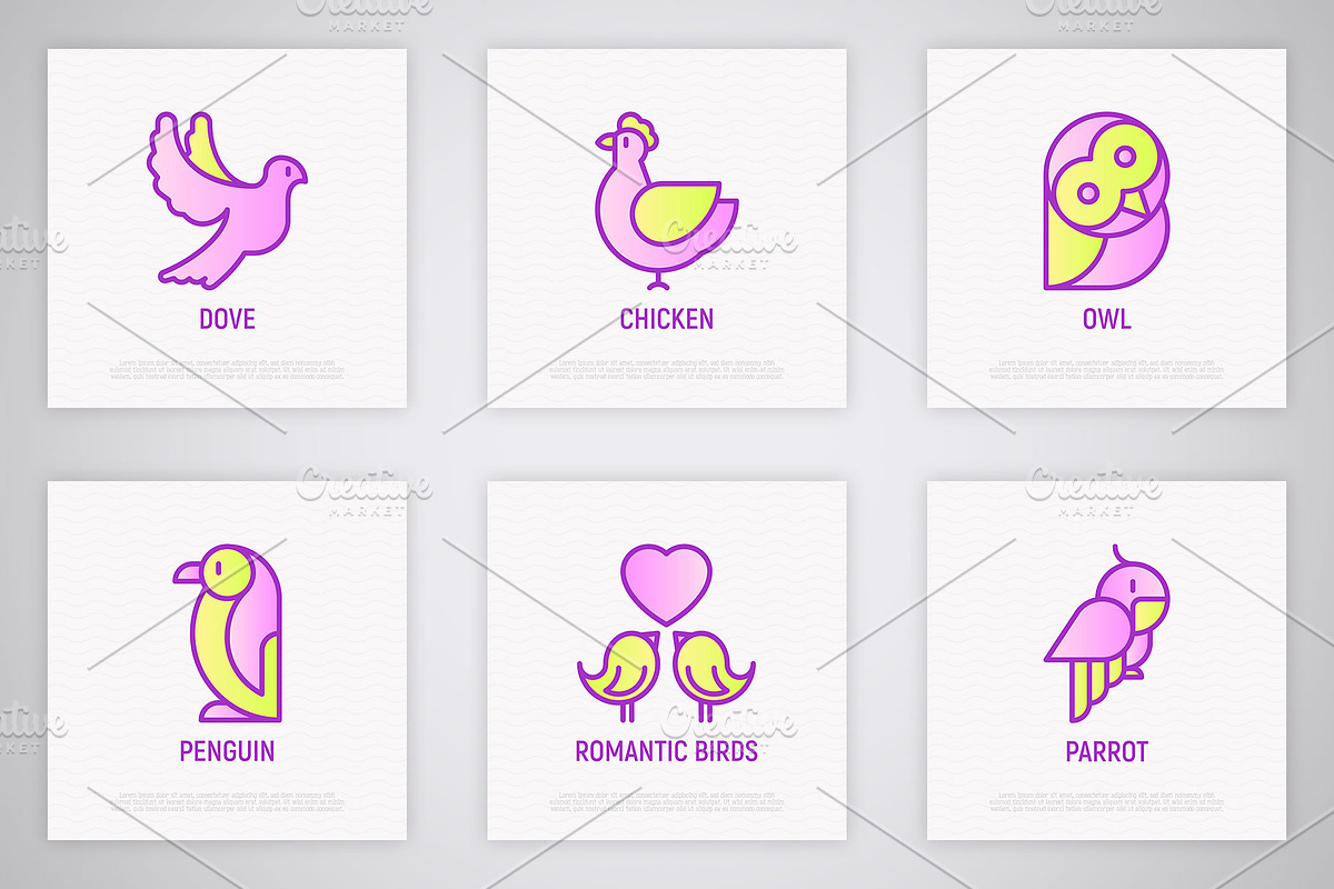 Birds | 16 Thin Line Icons Set, an Outline Icon by Alex Blogoodf (Photo 4 of 7)