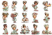 Cherry Girl PNG Clipart Set, a Seasonal Illustration by OK Design (Thumbnail 3 of 6)