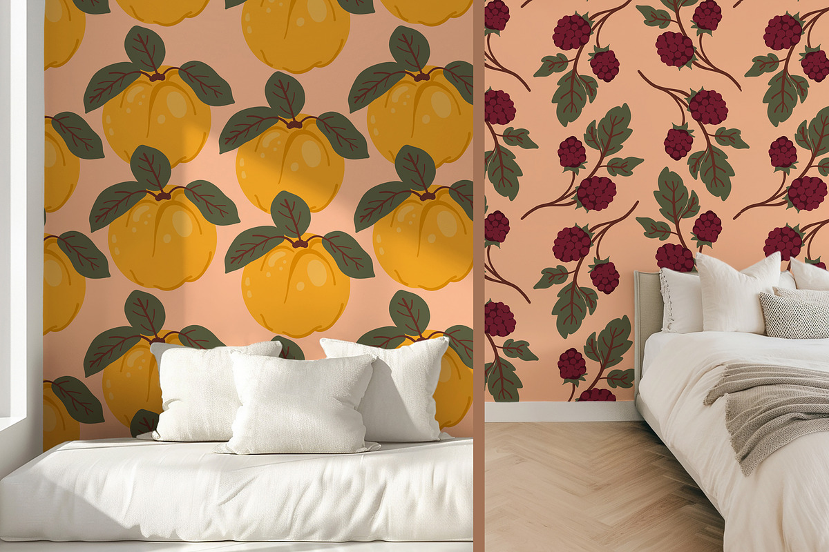 Orchard fruit vector patterns, a Pattern Graphic by Carpet Tapete Pretzel (Photo 8 of 17)