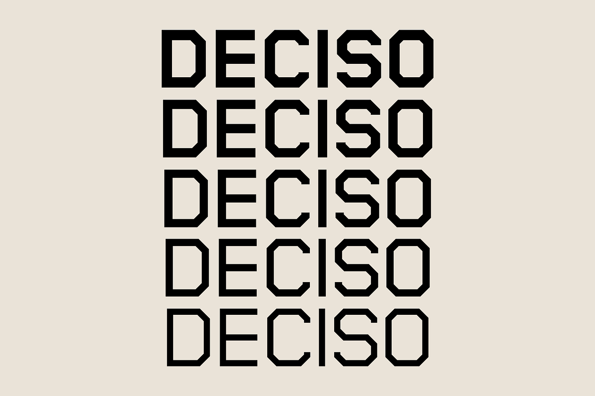 Deciso – Font Family, a Sans Serif Font by Stefano Giliberti (Photo 1 of 10)