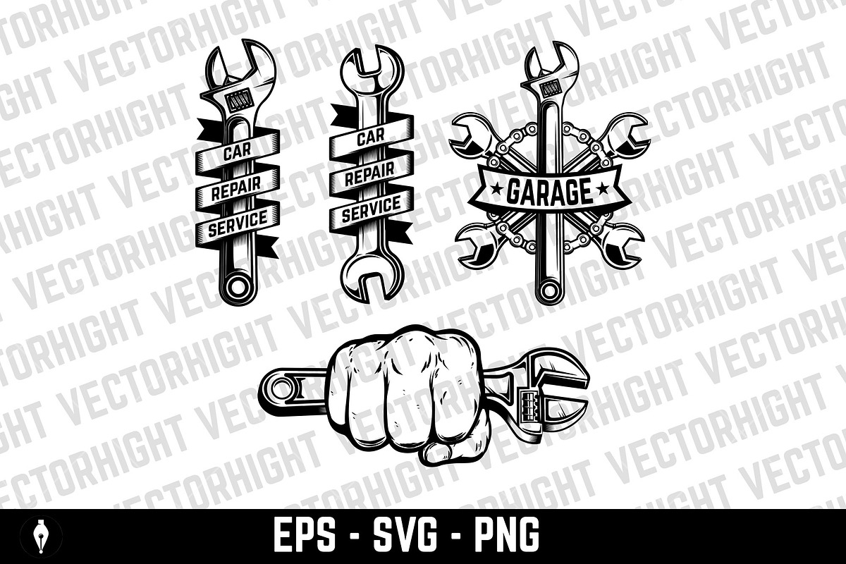 Car repair. Fist with wrench. Design, an Object Graphic by Vectorhight