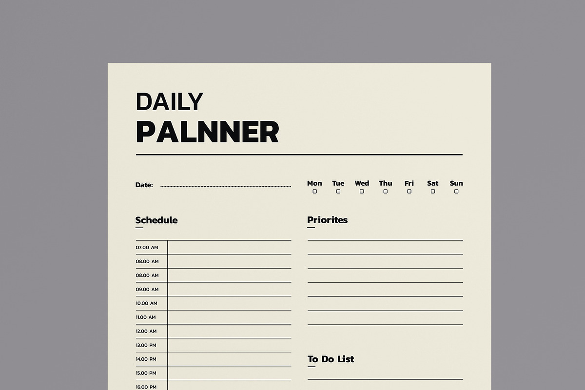 Daily Planner Template Layout