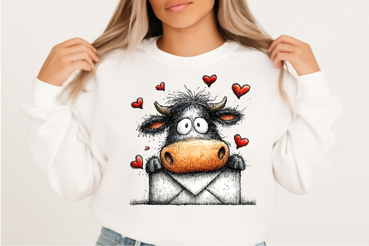 Funny Peeking Valentine Cow Clipart, an Illustration by Craft Nest (Photo 8 of 11)