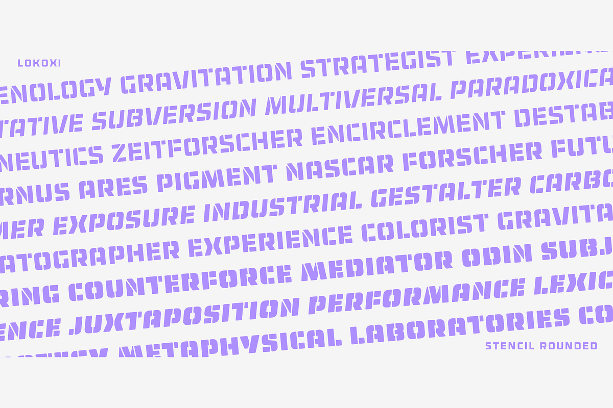 Lokoxi Stencil - Full Family, a Sans Serif Font by Anfound Type (Photo 14 of 14)