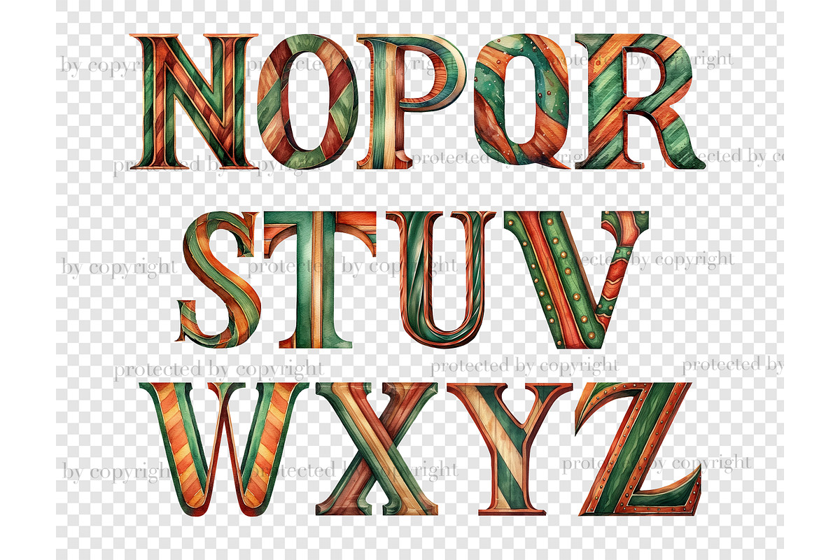 Terracotta And Green Letters, a Decorative Illustration by GlamArtZhanna (Photo 5 of 5)