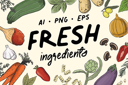 Fresh Ingredients Illustration Set