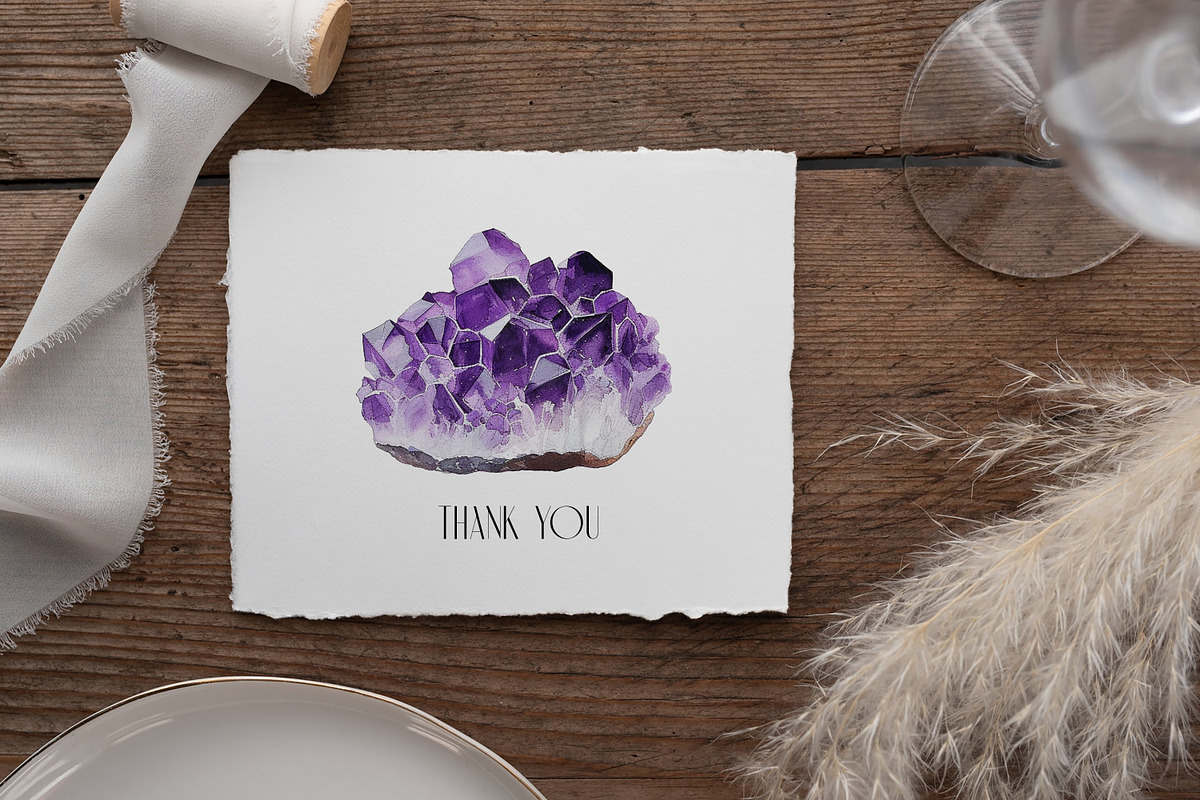 Purple Dreams Watercolor Geode Set, an Object Illustration by Liquid Amethyst Art (Photo 6 of 6)