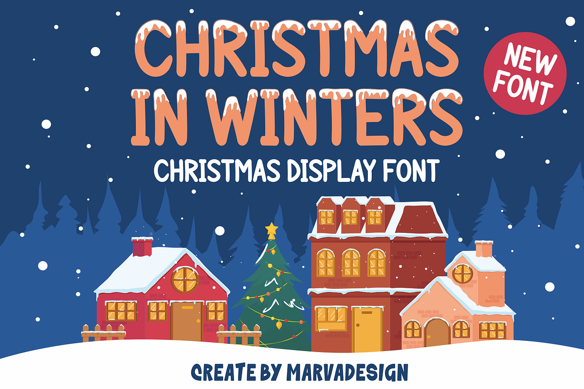 Christmas In Winter Font, a Sans Serif Font by Marvadesign (Photo 1 of 7)