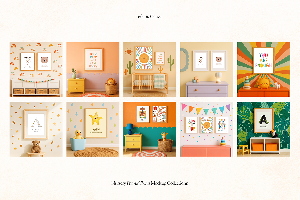 50 Kids Nursery Frame Canva Mockups, a Household Mockup by Matisse Studio (Photo 4 of 10)