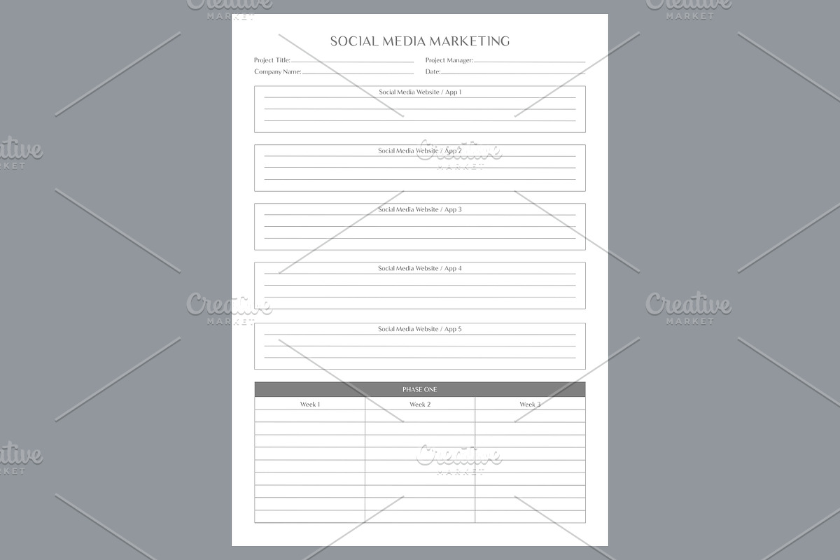 Social Media Marketing Planner Sheet, a Stationery Template by shahsoft (Photo 2 of 4)
