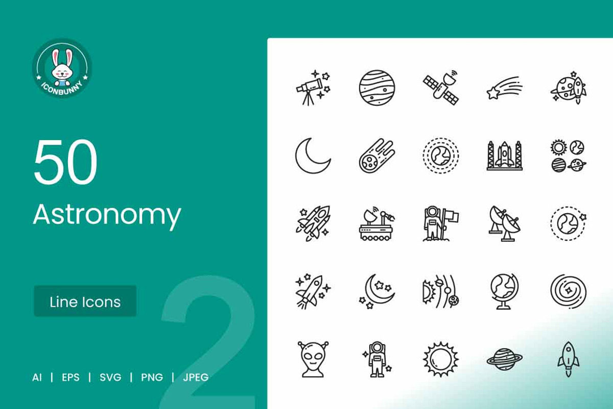 50 Astronomy Line Icons, an Icon by IconBunny (Photo 1 of 2)