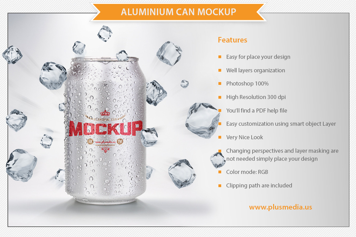 Aluminium Can Mockup, a Packaging Mockup by Plus Media (Photo 1 of 5)