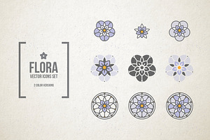 Stained Glass Flowers. Vector icons.
