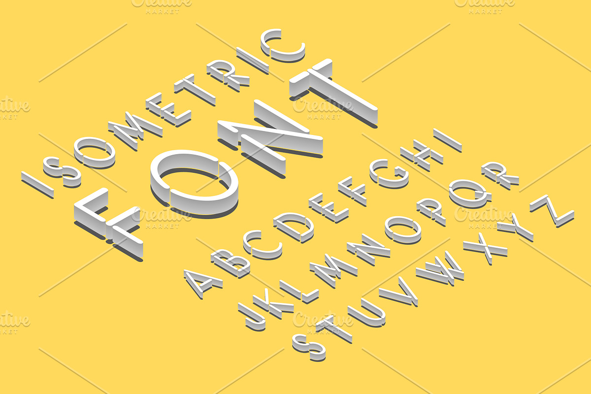 Isometric font alphabet with shadow, an Object Graphic by majcot (Photo 1 of 5)