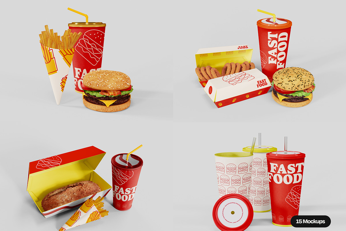 Fast Food Packaging Mockup Set, a Packaging Mockup by Mego-studio (Photo 2 of 8)