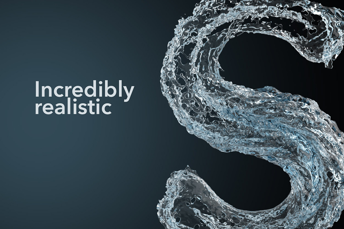 PSD Liquid Water 3D Letters, an Object Graphic by GK Creative (Photo 2 of 7)