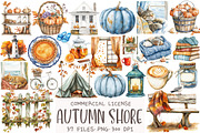 Watercolor Autumn Shore Clipart, an Illustration by OK Design (Thumbnail 1 of 5)