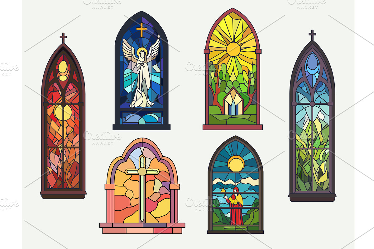 Church stained windows. Mosaic of, an Illustration by YummyBuum