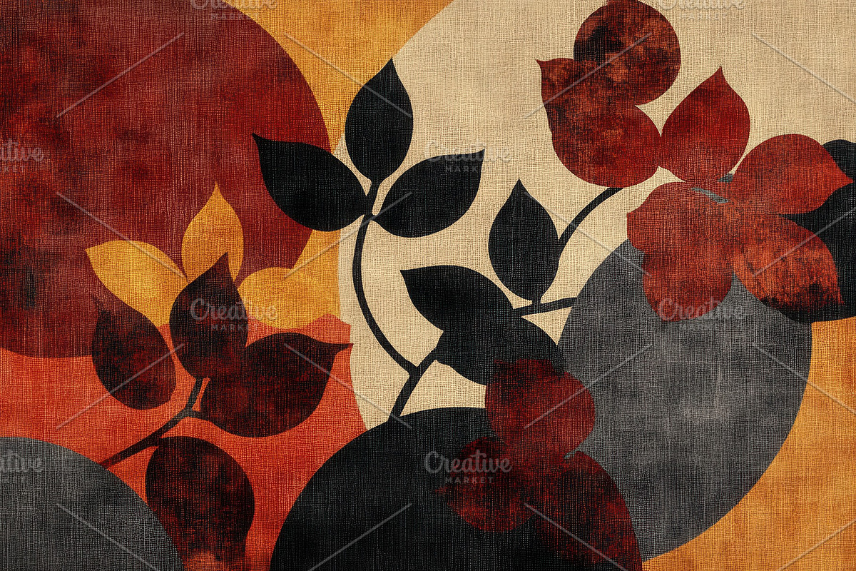 Floral Silhouettes, Geometric Shapes, a Decorative Illustration by Virgo Studio
