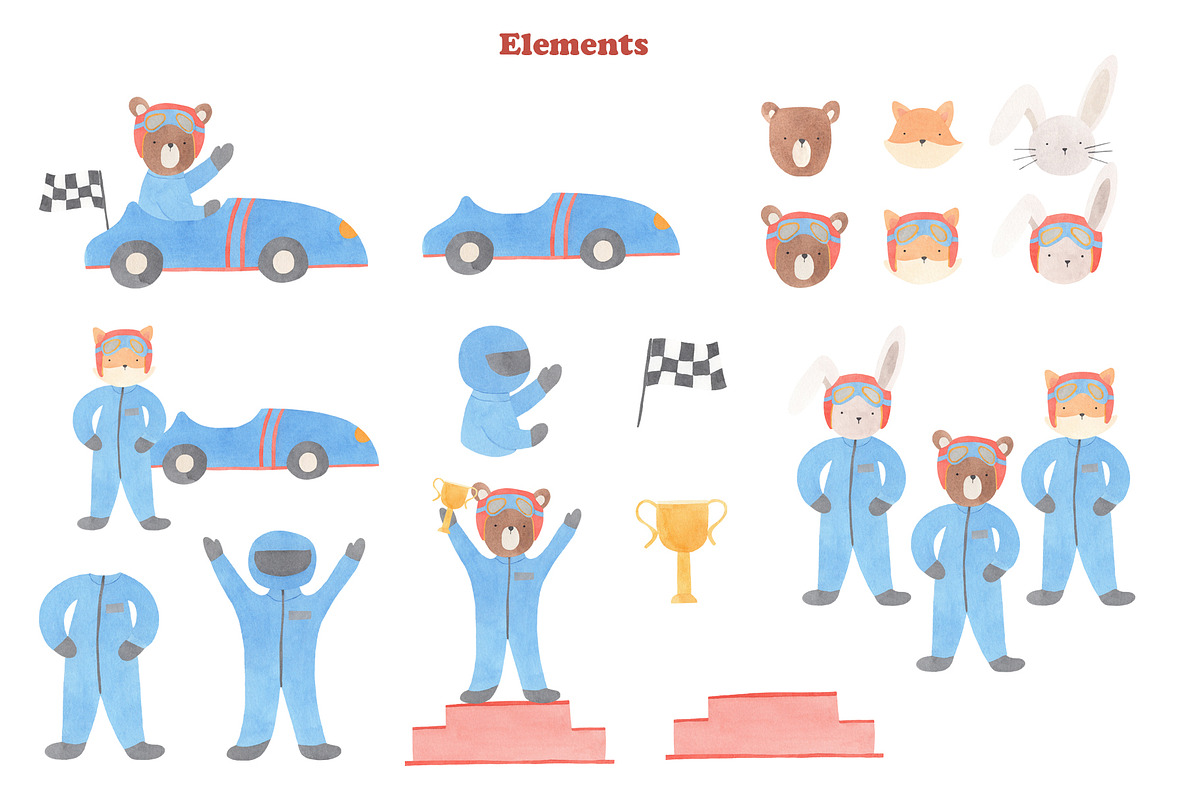 Racing Watercolor Clipart, a Sport Illustration by natalisart (Photo 2 of 5)