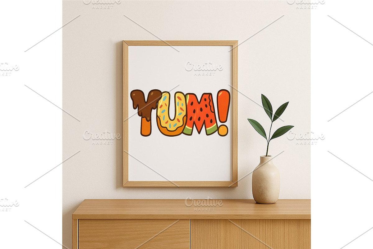 YUM! Food Letter Art Print | Playful, a Background Graphic by LaseredNinja (Photo 2 of 7)
