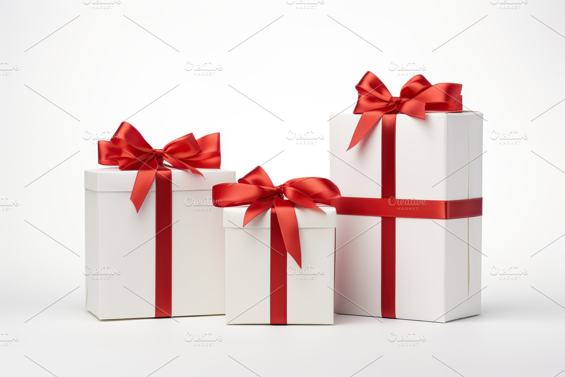 Christmas gift boxes on white background, a Holiday Photo by AlyaAnd