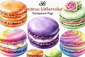 Macaron Watercolor Clipart, an Illustration by Craft Nest