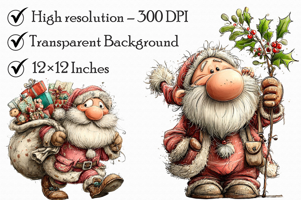 Christmas Pink vintage Santa Clipart, an Illustration by Libby Wishes (Photo 7 of 7)