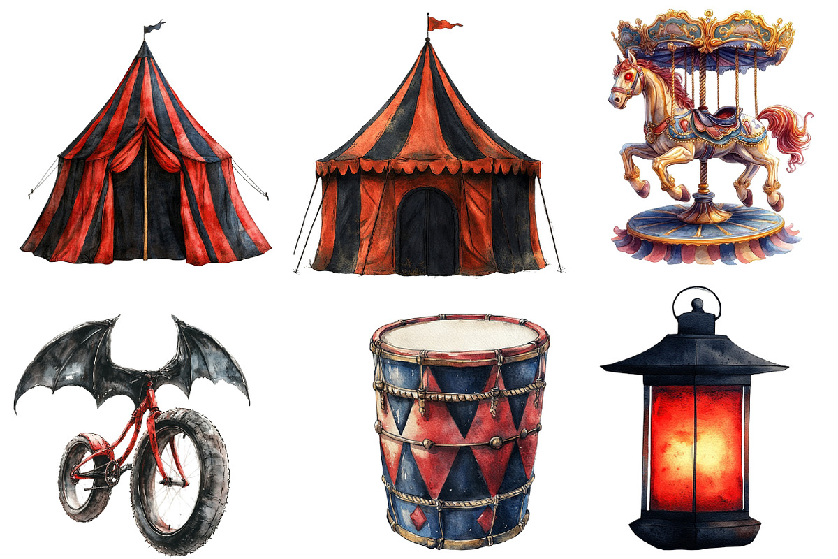Spooky Circus Clipart, an Illustration by Designworld (Photo 3 of 6)