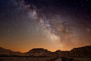 Milky way over the desert containing night, sky, and space, a Nature Photo by inigocia